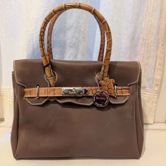 Vintage Bonetto Italian Brown leather handbag (never used)